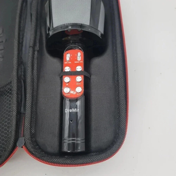 Dre Mir Wireless Black Red Karaoke Party Microphone Portable Mic Speaker Case - Picture 9 of 9